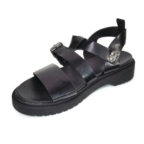 ASOS Design Women's Chunky Black Strappy Sandals Block Heel Platform UK 8/ US 10 - Picture 5 of 9